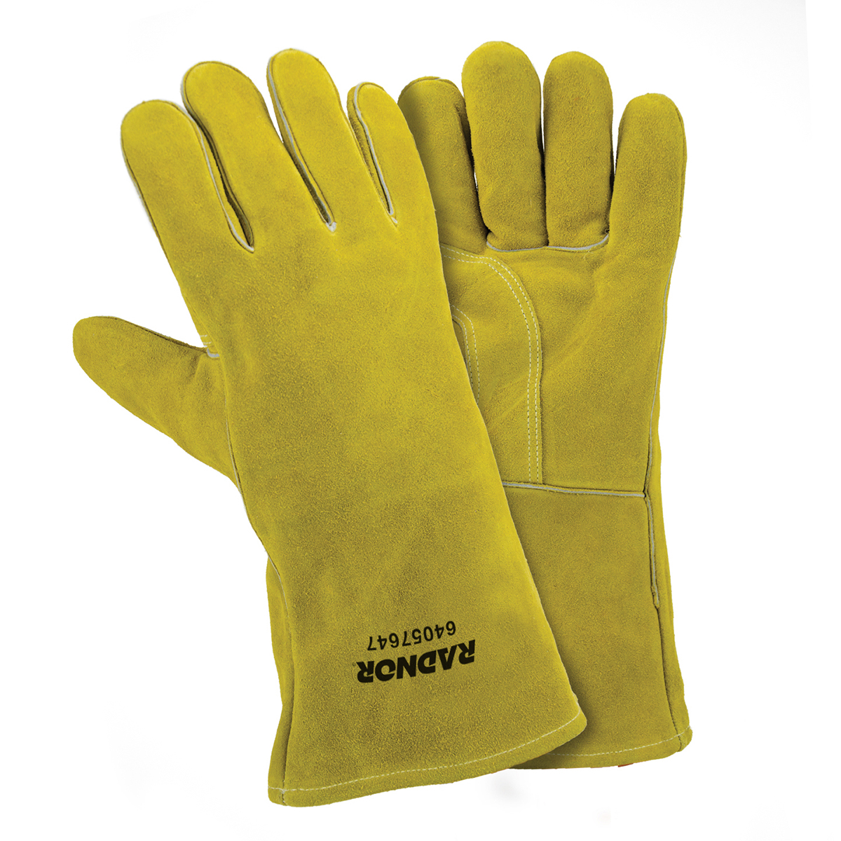 Airgas - RAD64057601 - RADNOR™ Large 14 Gray Shoulder Split Cowhide Cotton  Lined Stick Welders Gloves