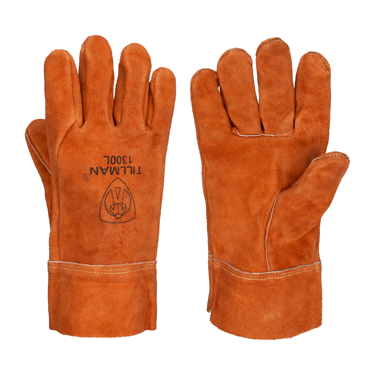 Airgas - PIP84-7632/XL - Protective Industrial Products X-Large Blue  Shoulder Split Leather Palm Gloves With Canvas Back And Gauntlet Cuff