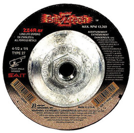 United Abrasives 4 1/2" X 1/4" X 5/8" - 11 Sait Z-Tech™  Z24R Zirconium Type 27 Grinding Wheel