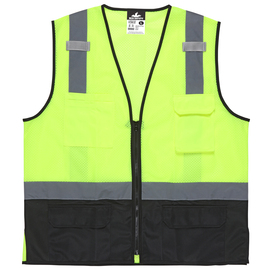 MCR Safety® Small Hi-Viz Green, Black And Silver Luminator Mesh Polyester Vest