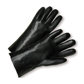 Protective Industrial Products Large Black PIP® Interlock Lined Supported PVC Chemical Resistant Gloves