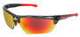 MCR Safety® Dominator™ 3 Gun Metal And Red Safety Glasses With Fire Mirror Duramass® Hard Coat Lens